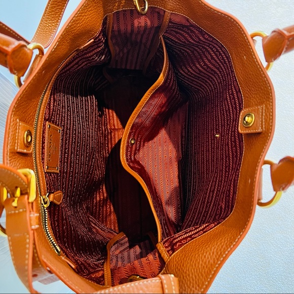 Prada Vitello Daino Tote Bag (Papaya Large) - Picture 7 of 8